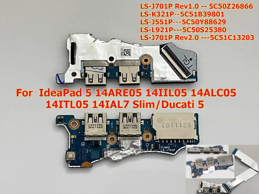 USB switch board For Lenovo IdeaPad 5 14ARE05 14IIL05 14ALC05 14ITL05 14IAL7 Slim/Ducati 5 LS-J701P LS-K321P LS-J551P LS-L921P Lenovo laptop repair parts