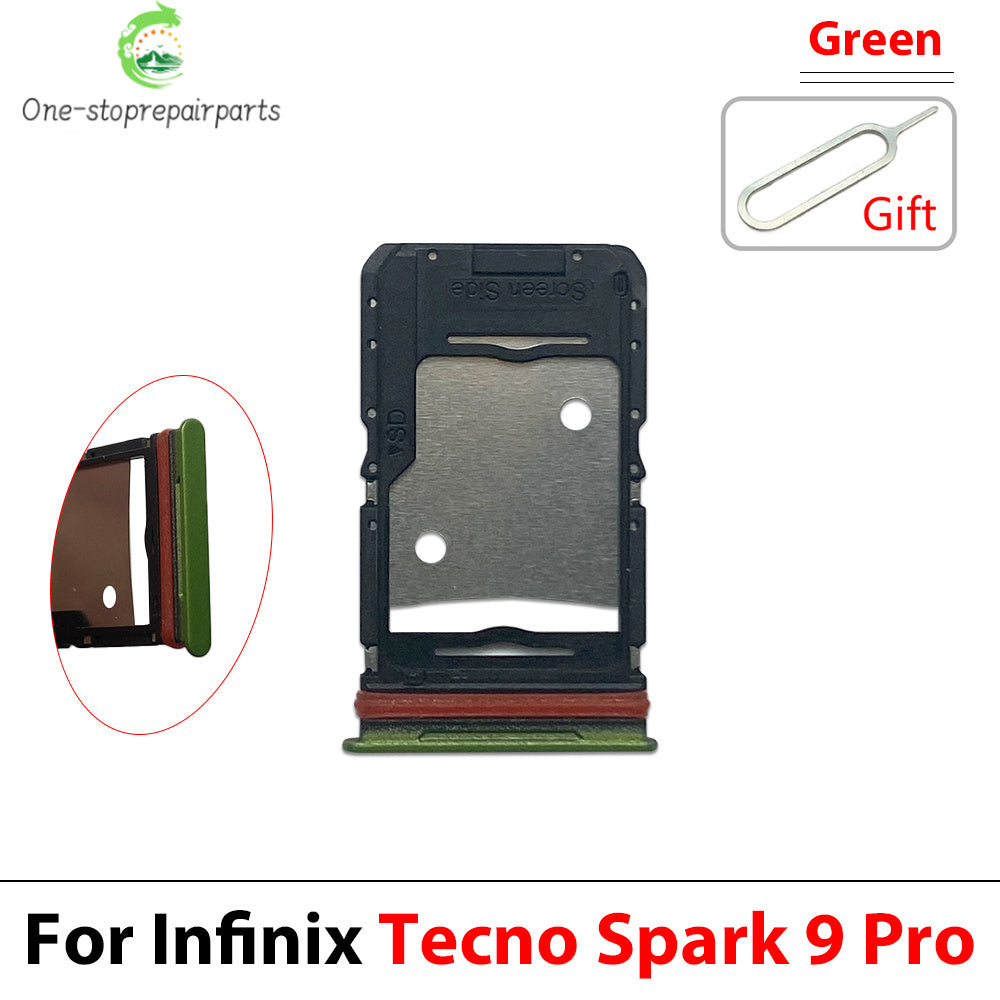 10Pcs, SIM Card Slot SD Card Tray Holder Adapter For Tecno Spark 4 5 7 8 9 8T 9T 10 20C Pro Go 2022 Tecno phone repair parts