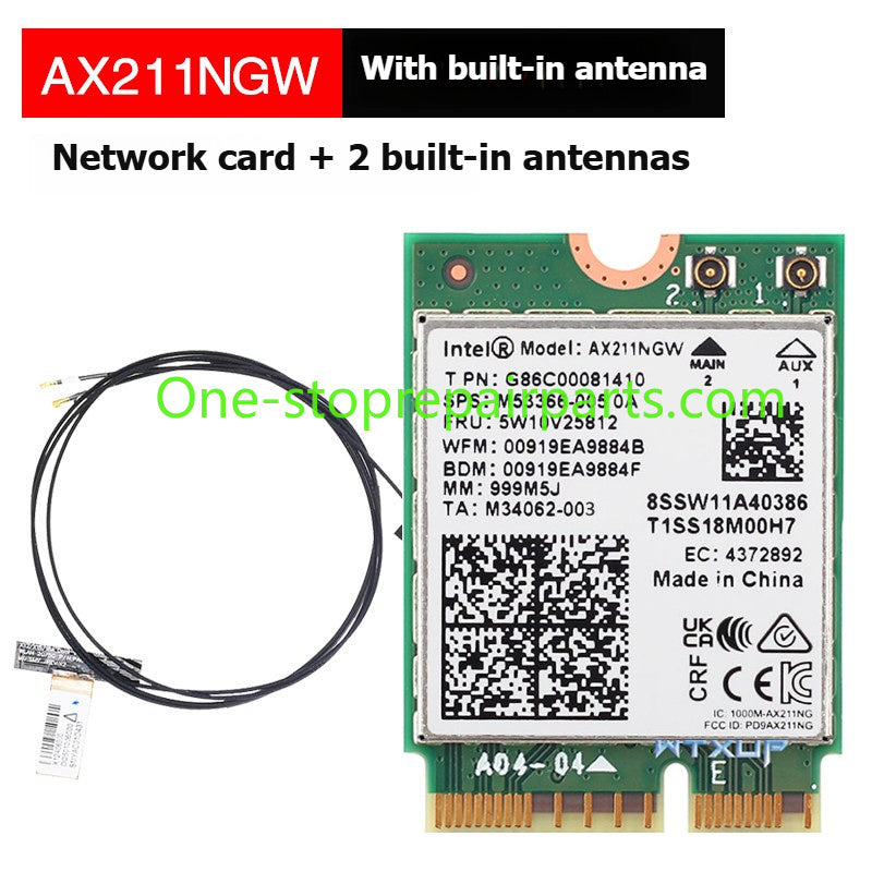 Laptop computer Wifi Card for Intel 9560NGW AX203NGW AX201NGW AX211NGW  Killer1675I 1650I 1550I 9462 9461NGW CNVio IPEX4 WIFI6E Wi-Fi 6E Bluetooth 5.3 Wireless Card