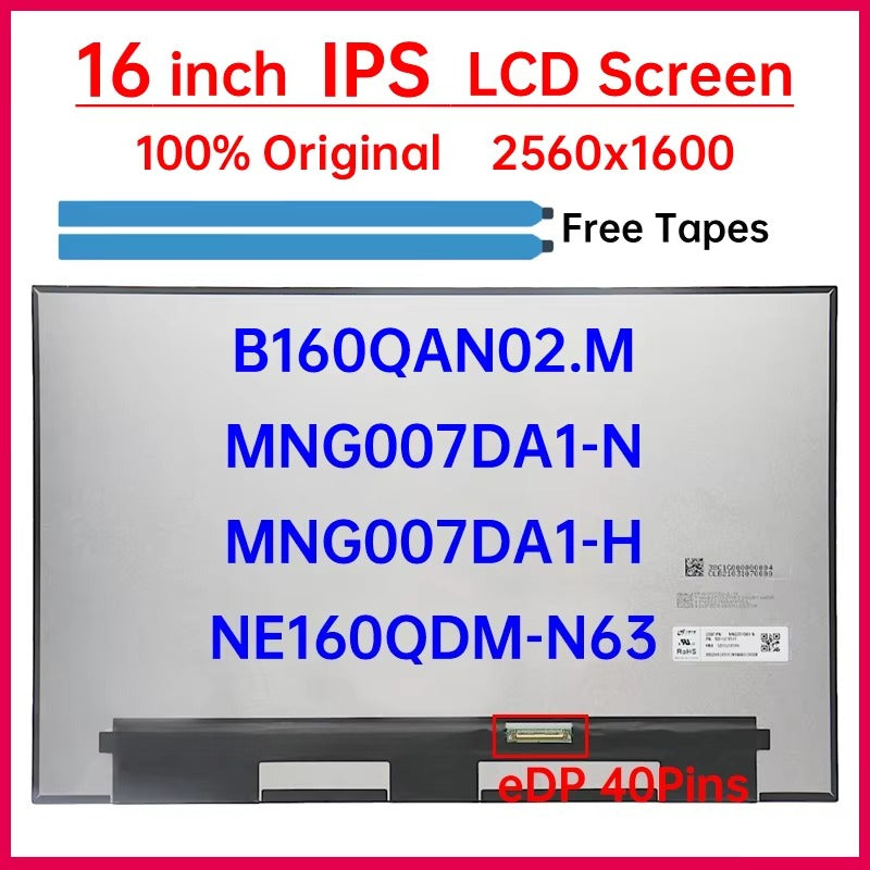 16 Inch Laptop LCD Screen NE160QDM-N63 B160QAN02.M MNG007DA1-N MNG007DA1-H Display Matrix Panel Replacement 2560x1600 Non-Touch Laptop screen replacement