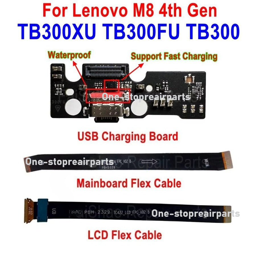 USB Charging Port Connector Charge Dock Board LCD Motherboard Mainboard Flex Cable For Lenovo M8 4th Gen TB300XU TB300FU TB300 Lenovo Tablet repair parts