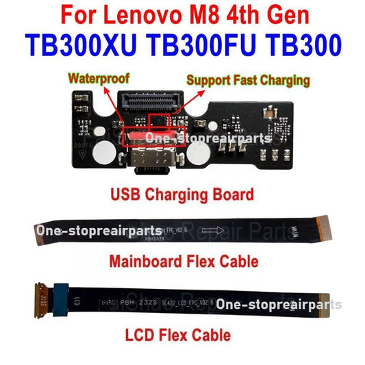 USB Charging Port Connector Charge Dock Board LCD Motherboard Mainboard Flex Cable For Lenovo M8 4th Gen TB300XU TB300FU TB300 Lenovo Tablet repair parts