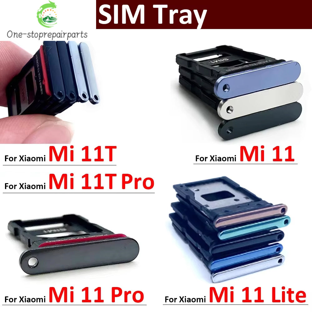 New SIM Card Slot SD Card Tray Holder Adapter For Xiaomi Mi 11 11T Mi11 Pro Lite Replacement Parts Black Blue Silver Xiaomi  Xiao mi phone repair parts