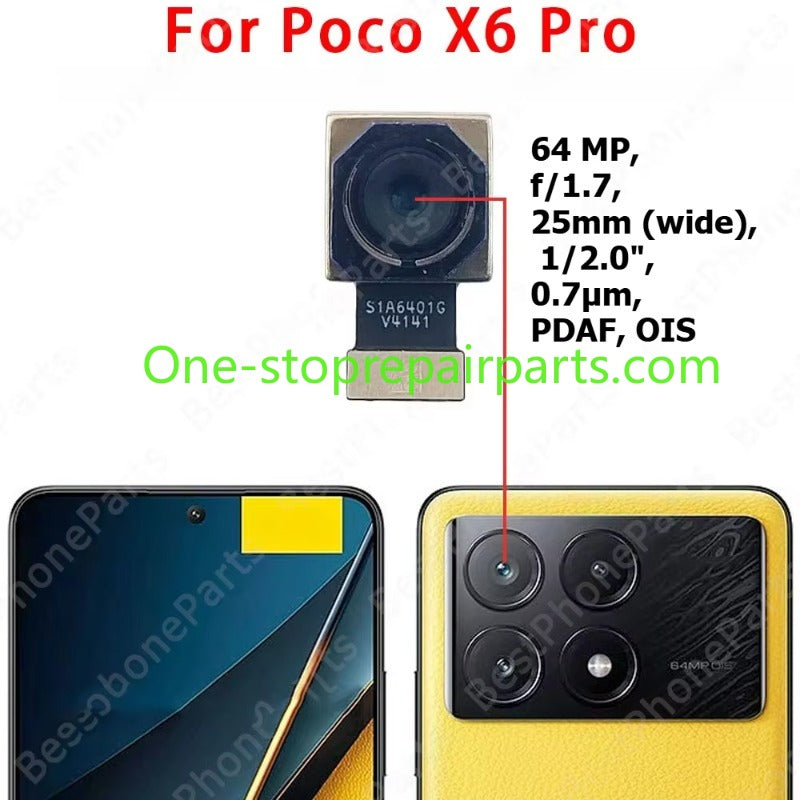 Rear Back Camera For Xiaomi Poco X6 Pro 5g PocoX6 X6Pro Camera Module Backside View Flex Cable Mobile Phone Spare Parts Xiaomi phone repair parts