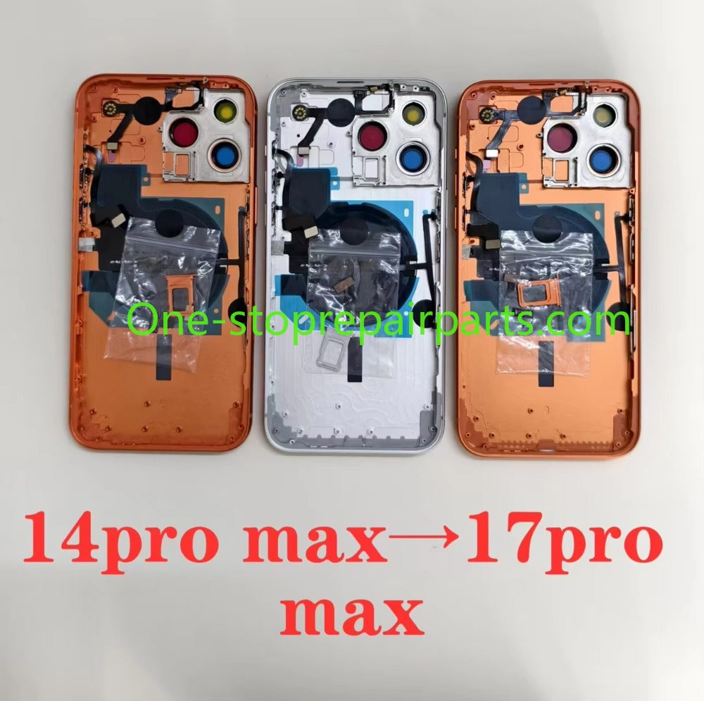 Housing For iPhone 14 Pro Max to 17 Pro Max Battery Midframe Replacement 14 Pro Max Like 17 Pro Max Back Cover Frame Housing iPhone phone repair parts