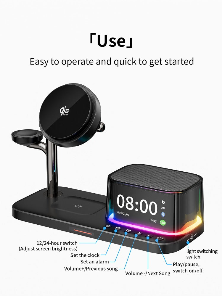 Qi2.2 Magnetic 3-in-1 wireless charger 25W is suitable for Apple mobile phone Bluetooth audio multi-function wireless charging
