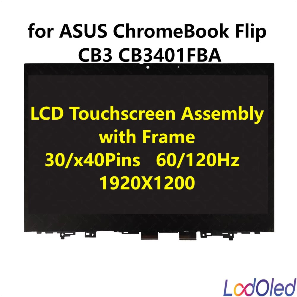 14'' LCD Screen Touch Digitizer Assembly With Frame for ASUS ChromeBook Flip CB3 CB3401FBA 1920x1200 30/Narrow 40Pins 60/120Hz ASUS laptop repair parts
