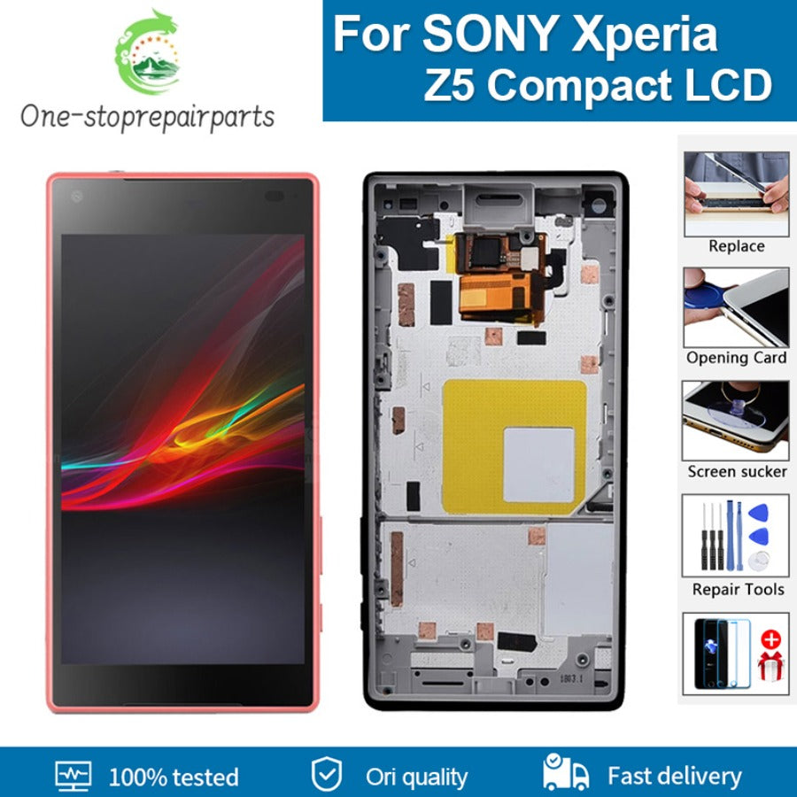 4.6" Original Display For SONY Xperia Z5 Compact LCD Touch Screen Digitizer Assembly Replacement For Sony Z5 Mini LCD With Frame Sony phone repair parts