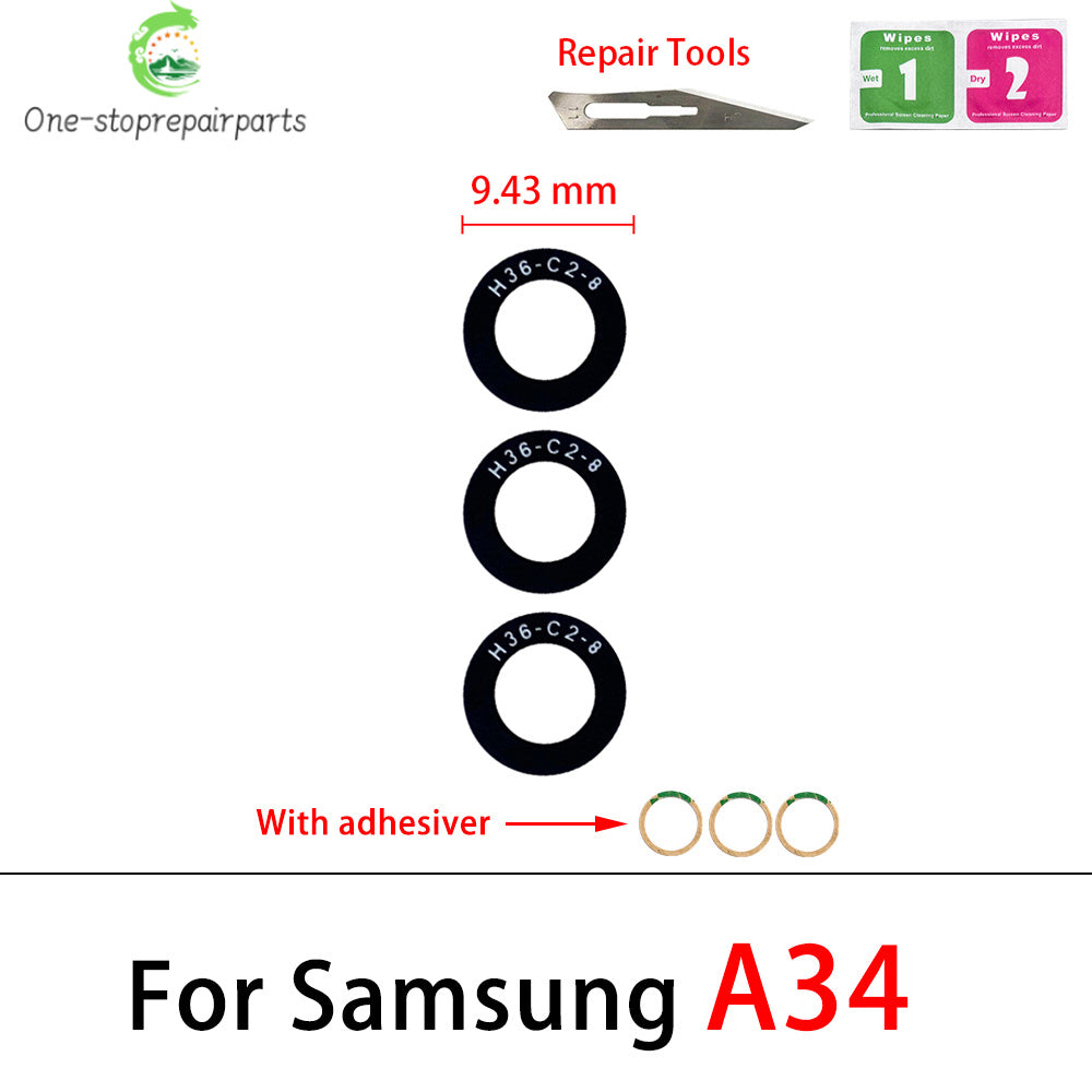 New Rear Back Camera Glass Lens For Samsung A04 A04s A04e A14 A24 A34 A54 A05 A05s A15 A25 A35 A55 4G 5G With Adhesive