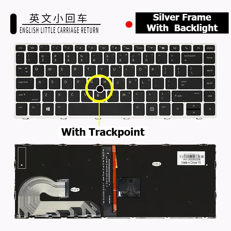 Keyboard for HP Elitebook 730 735 830 835 845 840 X360 730/830 745 846 G3 G4 G5 G6 silver black frame backlight trackpoint