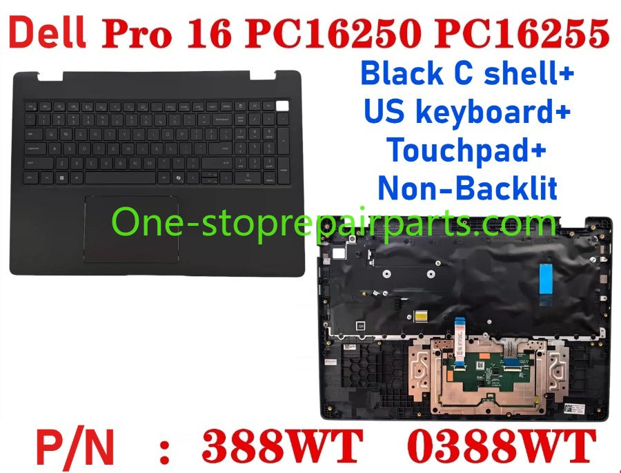 Cover case for Dell Pro 16 PC16250 PC16255 0D45TN 04TV1R 0FJ6FY 02XHM1 099TK0 02882N 0HNP7J 02XHM1 0GJX2F 0C8CKC 0964DF 0DR9PF 0HHMCK 0F9V30 0388WT 0H3K5C 0HR42X 01378G Lcd back housing bezel palmrest bottom lower cover hinge Dell laptop repair parts