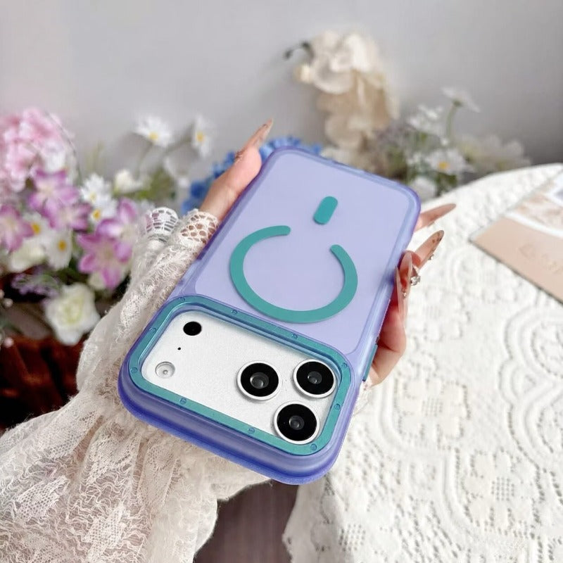 Metal frame for iPhone 18Pro magnetic mobile phone case iPhone17ProMax rotating 360 bracket 16/15pm all-inclusive anti-drop 14 skin matte contrasting color non-slip protective case Phone accessories