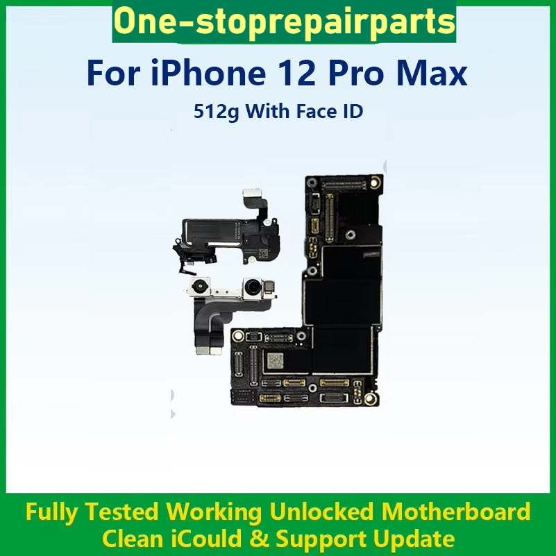 Fully Tested Working Well Motherboard For iPhone 12 Pro Max With/Without Face ID Cleaned iCloud And Support Update Logic Board iPhone phone repair parts