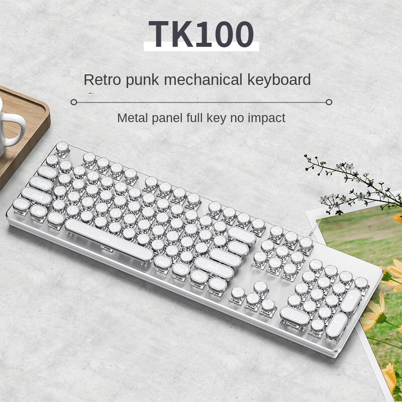 E-sports wired mechanical keyboard Metal key cap Mechanical shaft keyboard mouse headset Punk game keyboard mouse