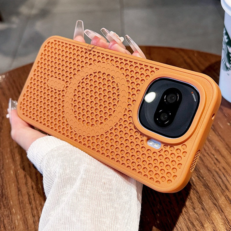 Heat dissipation magnetic suction For iQOOZ11turbo mobile phone case New z10turbopro Large area honeycomb mesh Heat dissipation magnetic attraction protection z9 All-inclusive anti-drop men's and women's cases Phone Accessories