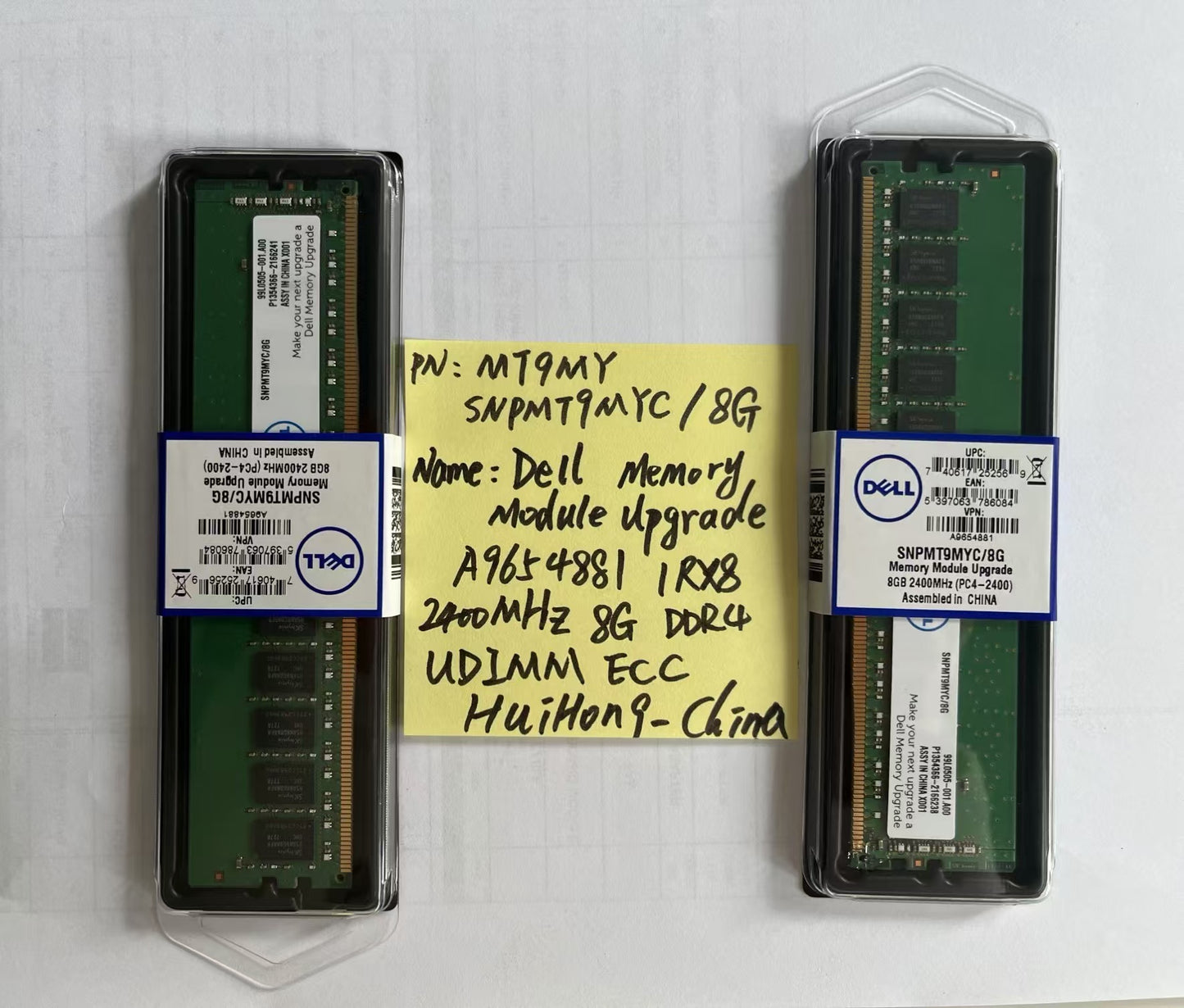 DELL  MT9MY SNPMT9MYC/8G Dell Memory Medule Upgrade A9654881 1RX8 2400MHz  8G DDR4 UDIMM ECC