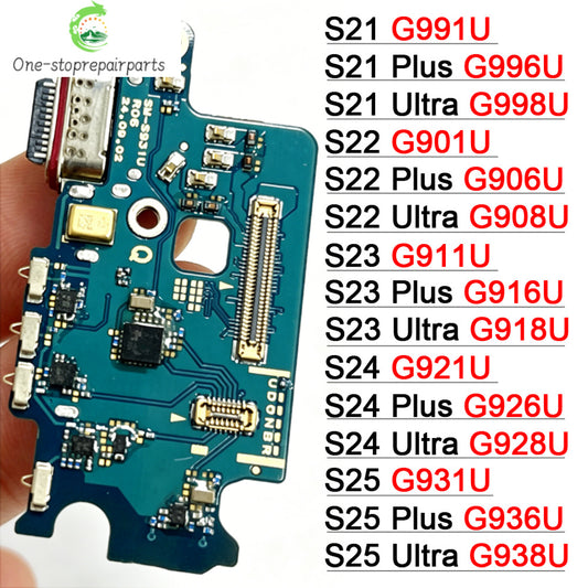 New USB Charger Dock Connector Charging Port Microphone Flex Cable For Samsung S21 S22 S23 S24 S25 Plus Ultra S21 Fe 5G S921U Samsung phone repair parts