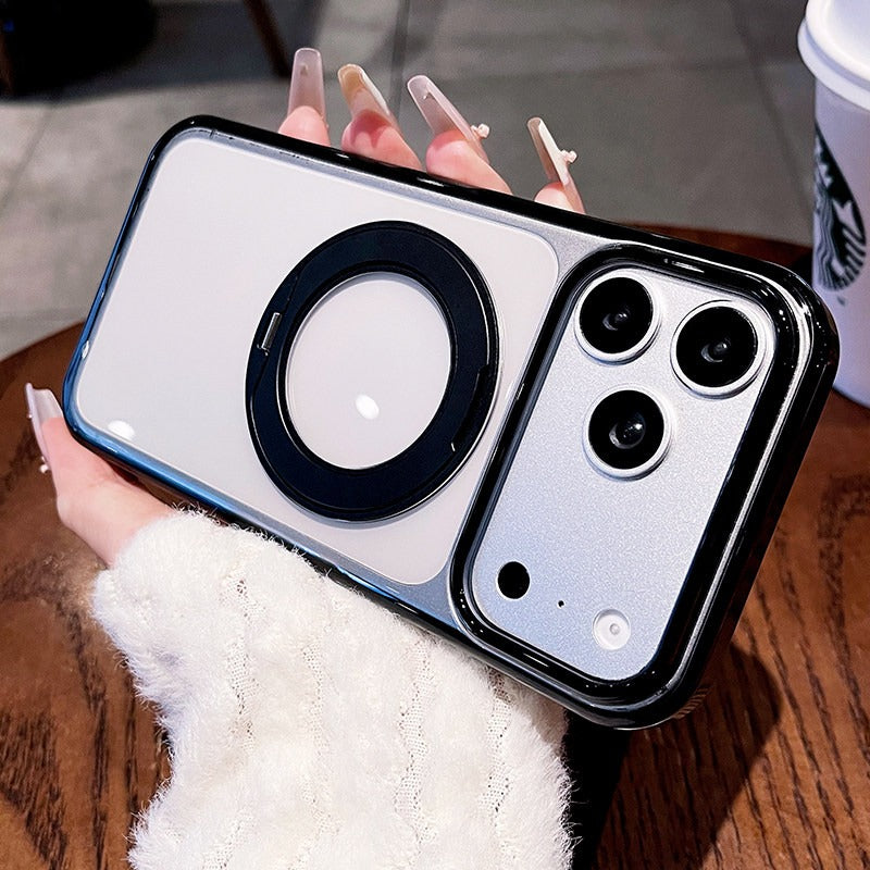 Transparent jelly holder For iPhone 18promax mobile phone case New iPhone17 women's large hole frame dopamine anti-drop protective case 16pro simple niche case Phone Accessories