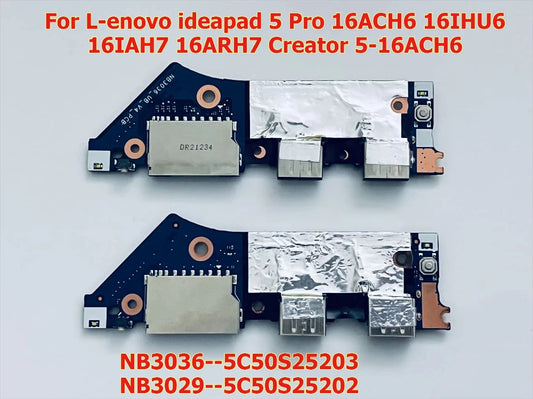 USB Switch Board For Lenovo ideapad 5 Pro 16ACH6 16IHU6 16IAH7 16ARH7 Creator 5 16ACH6 NB3036 NB3029 5C50S25203 5C50S25202 Lenovo laptop repair parts