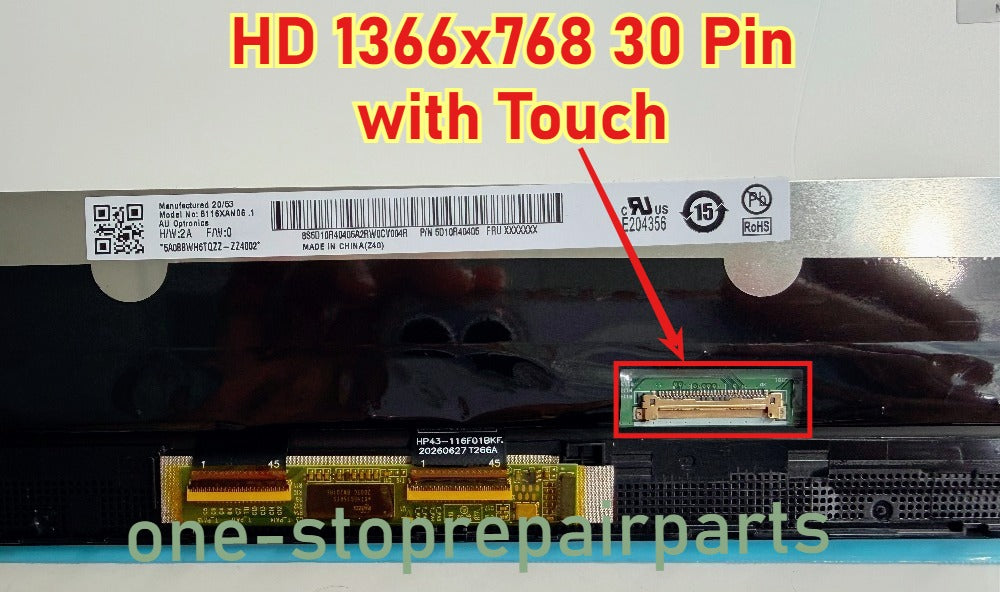 Y80M6 11.6" lcd touch screen w/ bezel HD 1366x768 for Dell Chromebook CC11260 2-in-1 0WFCFG 6CN8D 30 Pin display panel with frame lcd assembly DELL laptop repair parts