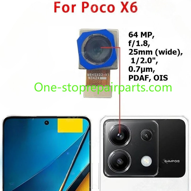 Rear Back Camera For Xiaomi Poco X6 Pro 5g PocoX6 X6Pro Camera Module Backside View Flex Cable Mobile Phone Spare Parts Xiaomi phone repair parts
