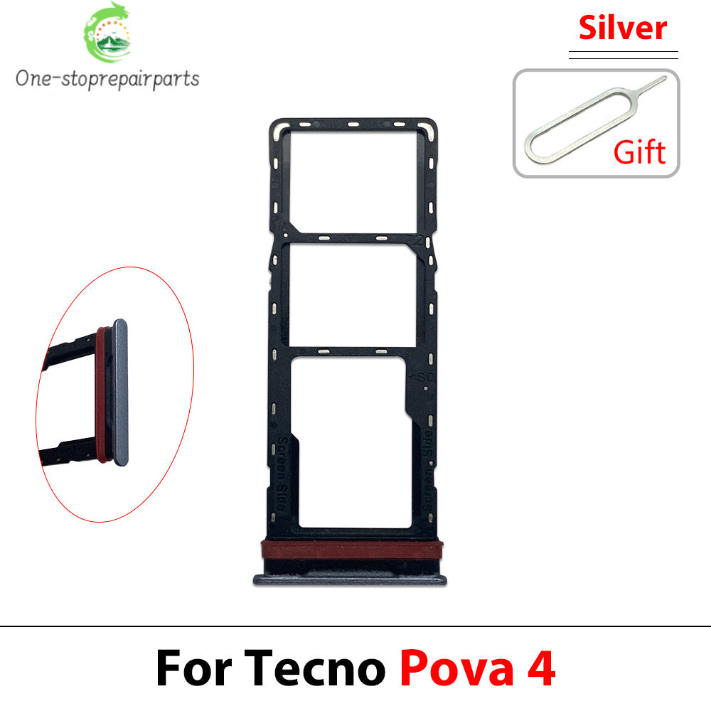 SIM Card Tray Slot Holder Adapter Accessories For Tecno Pop 5 6 7 Pova 2 3 4 5 Neo Pro Tecno phone repair parts