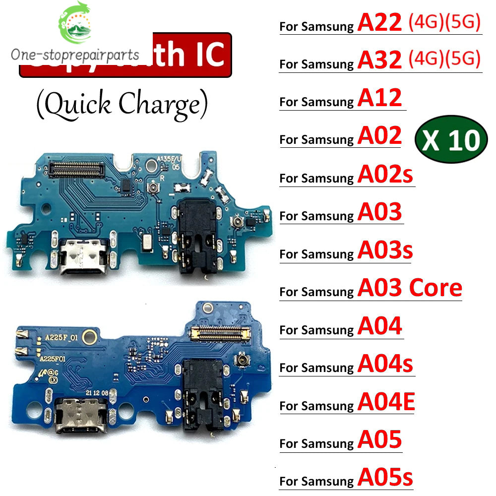 10Pcs USB Charging Port Dock Charger Connector Board Flex Cable For Samsung A22 A32 A12 A02 A03 A04 A04s A04E A05 A05s 4G 5G Samsung phone repair parts