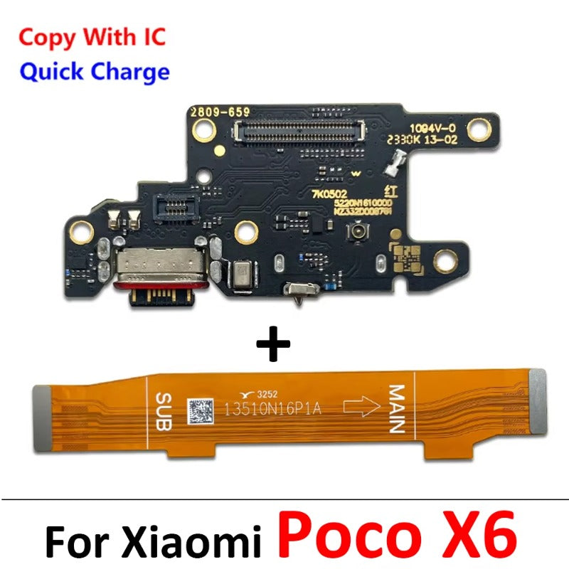10Pcs/Lot, USB Charging Board Connector Port Dock Flex Cable For Xiaomi Poco F1 F2 F3 F4 F5 X3 X4 X5 X6 M3 M4 M5s Pro 4G 5G GT  Xiaomi  Xiao mi phone repair parts
