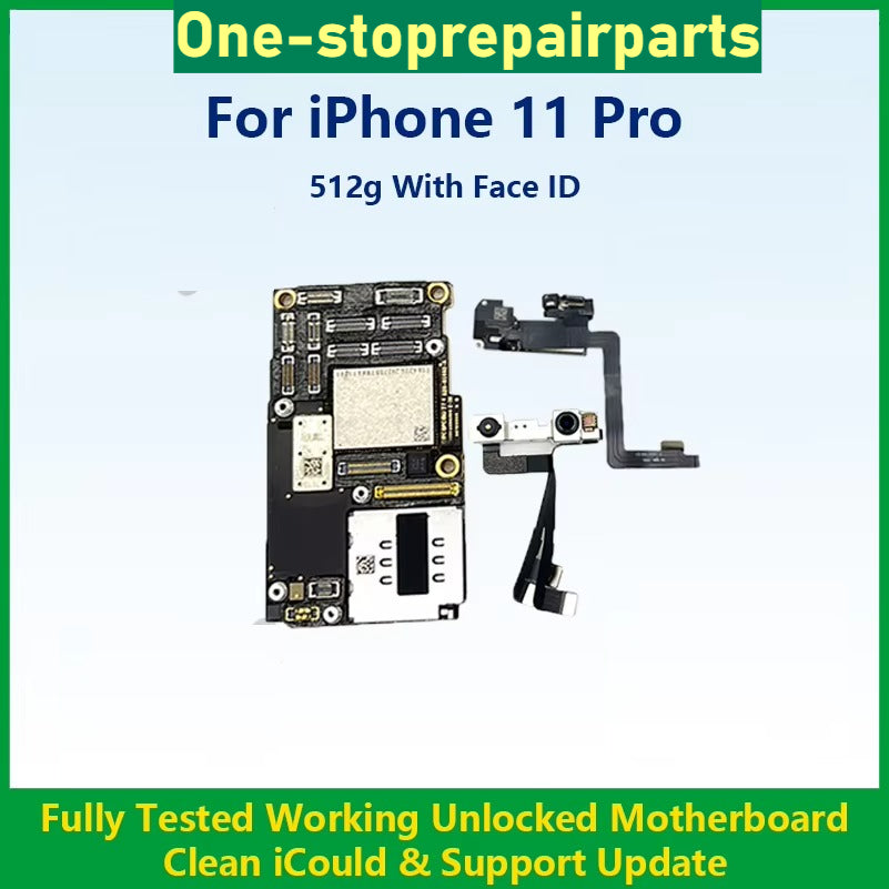 Fully Tested Authentic Motherboard For iPhone 11 Pro Max 64g/256g Unlocked Mainboard With Face ID Cleaned iCloud Fast Shipping iPhone phone repair parts