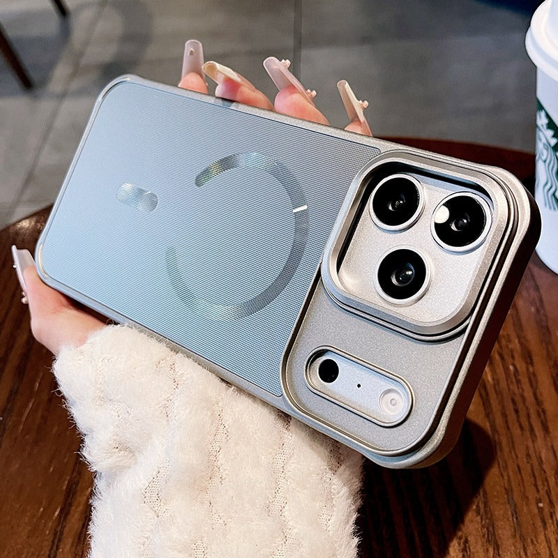 Frosted mesh Magnetic suction For iPhone 17promax mobile phone case New iPhone18Pro skin feel non-slip all-inclusive anti-drop 16Pro strong magnetic adsorption men's and women's shell Phone Accessories
