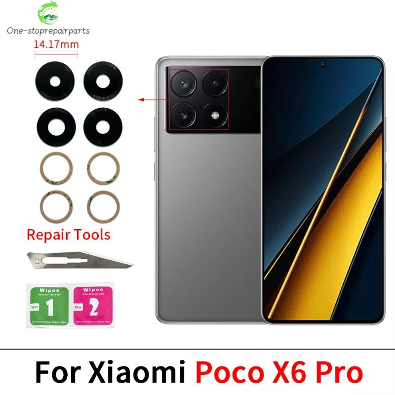 100Pcs，Rear Back Camera Glass Lens For Xiaomi Poco F5 F6 M5 M5s M6 X5 X6 Pro 4G 5G Camera Glass With Glue Adhesive  Xiaomi  Xiao mi phone repair parts