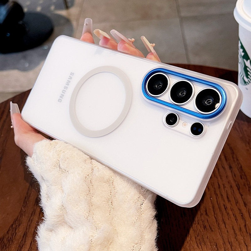 Metal lens for Samsung S26ultra phone case, new S26+  S25 Ultra protective case transparent magnetic full-coverage shockproof ultra-thin S25ultra women's premium hard case phone accessories