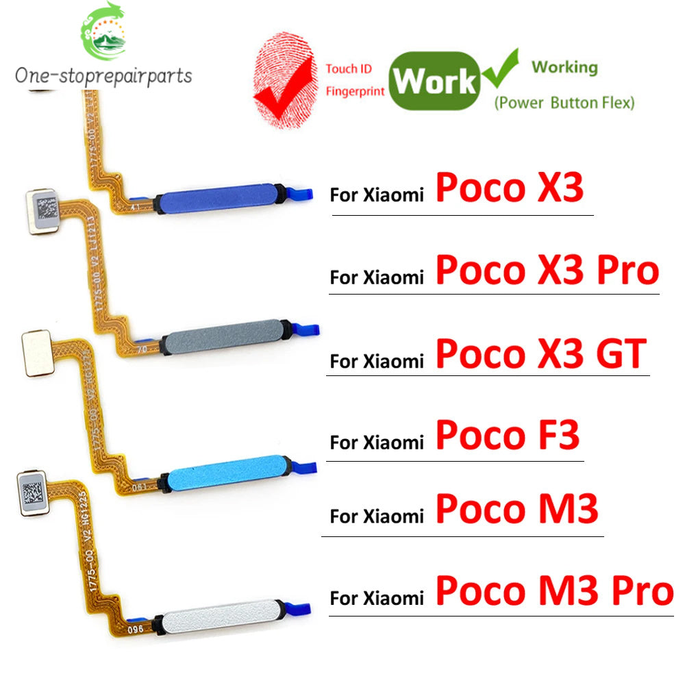 New Fingerprint Scanner For Xiaomi Poco M3 F3 X3 GT Pro Home Button Fingerprint Menu Return Key Sensor Flex Cable For Redmi 9T  Xiaomi  Xiao mi phone repair parts