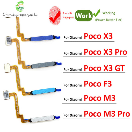 New Fingerprint Scanner For Xiaomi Poco M3 F3 X3 GT Pro Home Button Fingerprint Menu Return Key Sensor Flex Cable For Redmi 9T  Xiaomi  Xiao mi phone repair parts