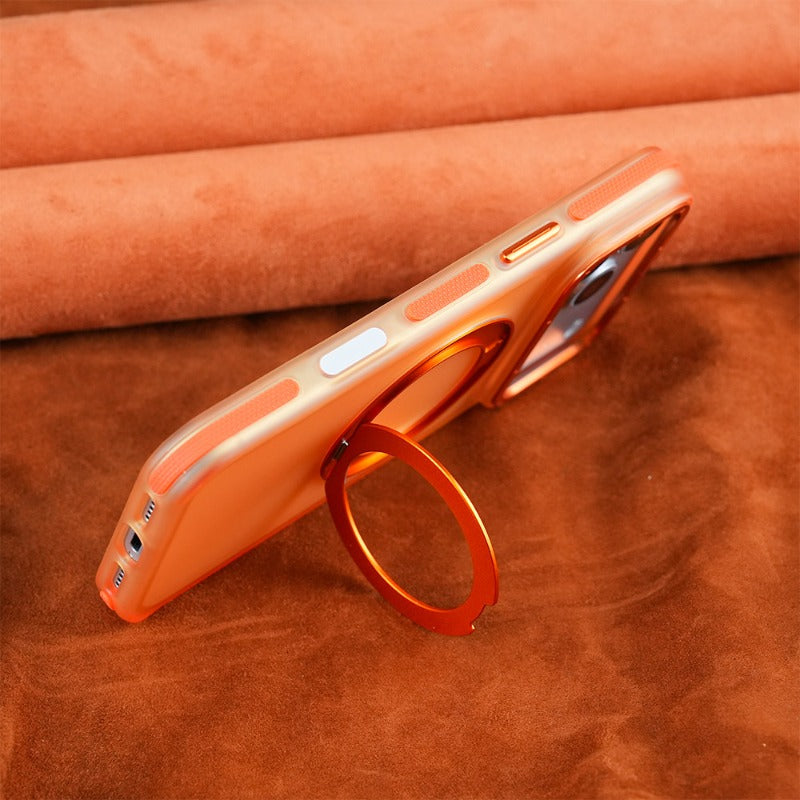 Metal frame for iPhone 18Pro magnetic mobile phone case iPhone17ProMax rotating 360 bracket 16/15pm all-inclusive anti-drop 14 skin matte contrasting color non-slip protective case Phone accessories