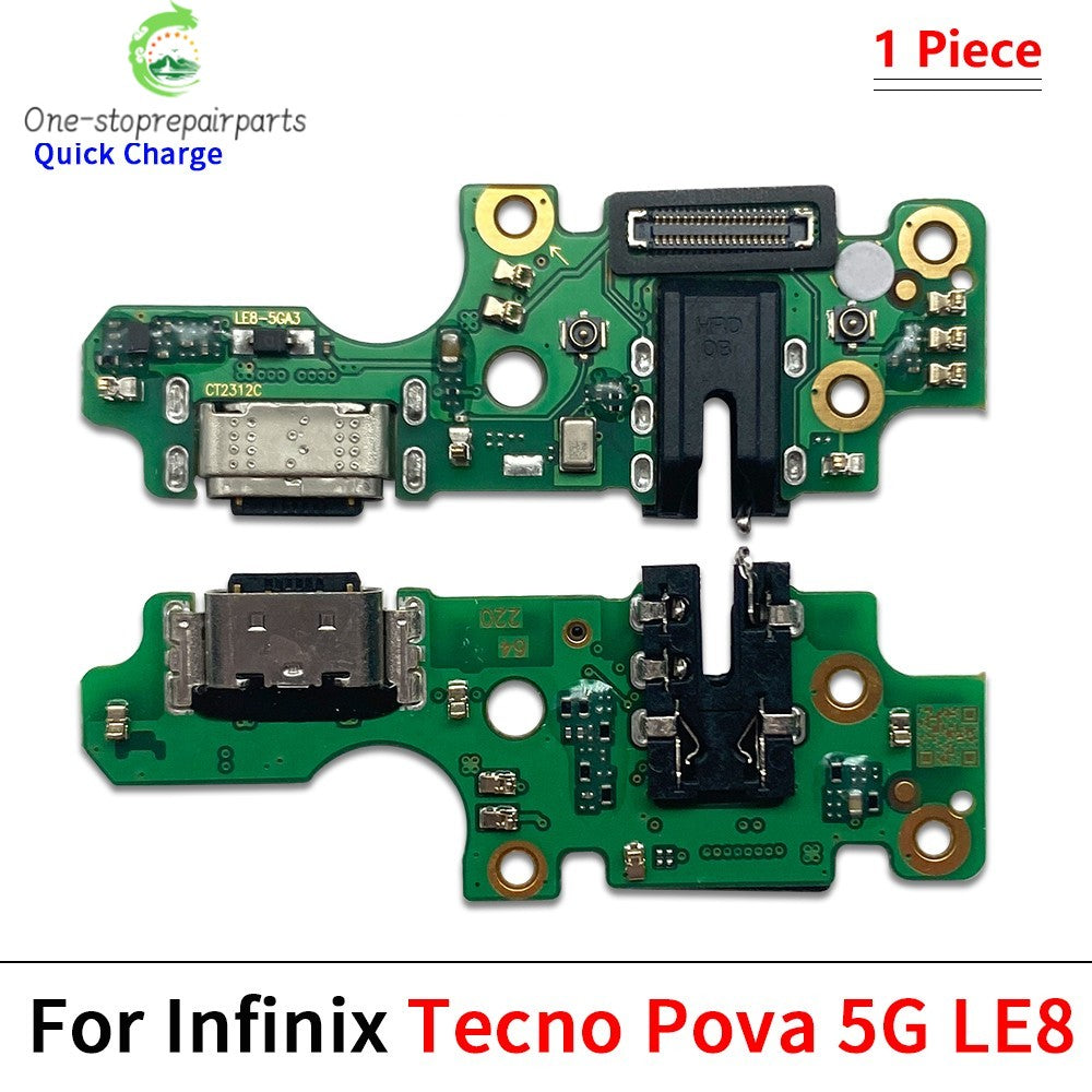USB Charge Port Dock Connector Charging Board Flex Cable For Tecno Pova 2 3 4 5 6 Pro Neo 2 5G LD7 LE8 Tecno phone repair parts