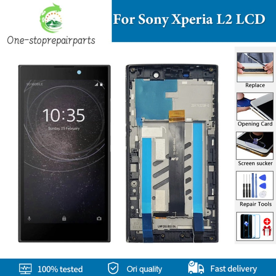 Original 5.5" LCD Display For Sony Xperia L2 LCD Screen Replacement Parts For Sony L2 H3311 H3321 H4311 H4331 LCD with frame Sony phone repair parts