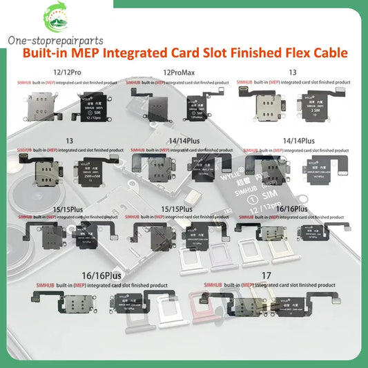 Wylie Built-in MEP Integrated Card Slot Finished Flex Cable for iPhone 14 15 16 17 Pro MAX US Version Dual Physical SIM+eSIM Professional Repair Tools
