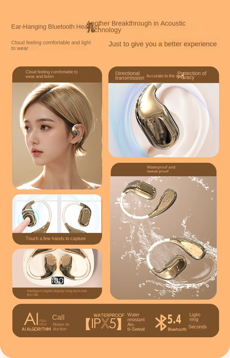 Accessories New ear-hanging wireless bluetooth headset, noise reduction, open non-ear high sound quality, long battery life