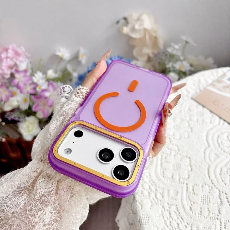 Metal frame for iPhone 18Pro magnetic mobile phone case iPhone17ProMax rotating 360 bracket 16/15pm all-inclusive anti-drop 14 skin matte contrasting color non-slip protective case Phone accessories