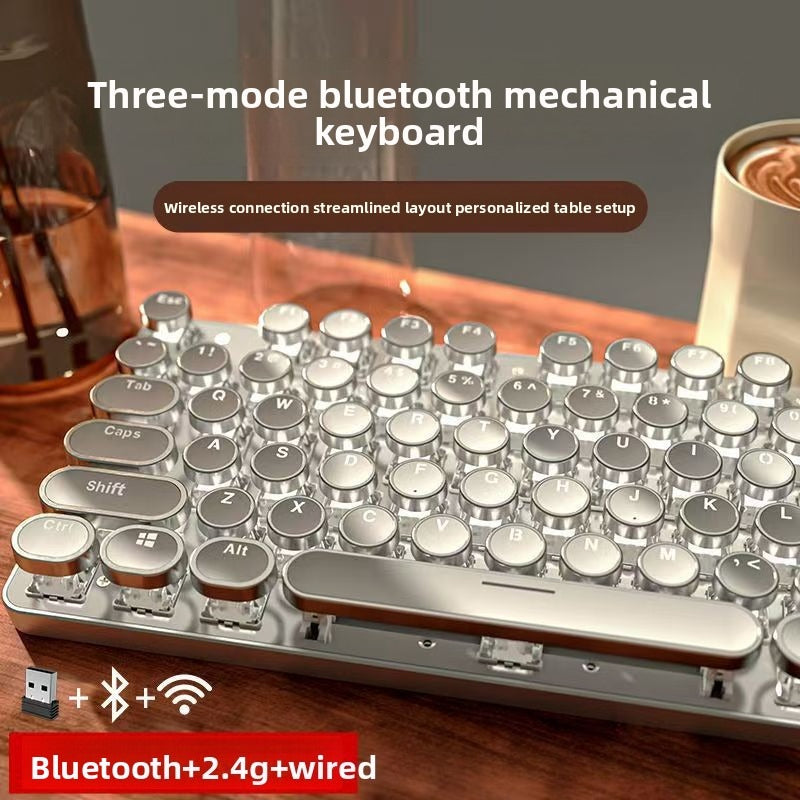 Vintage punk vapor plating knob luminous wired mechanical keyboard plugging and unplugging green axis computer game