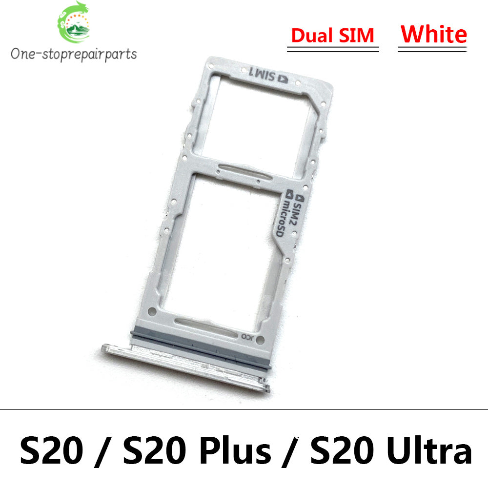 New Single Dual SIM Card Tray  For Samsung  S20 Plus Ultra Sim Slot Holder Replacement Parts Black / Blue / Grey