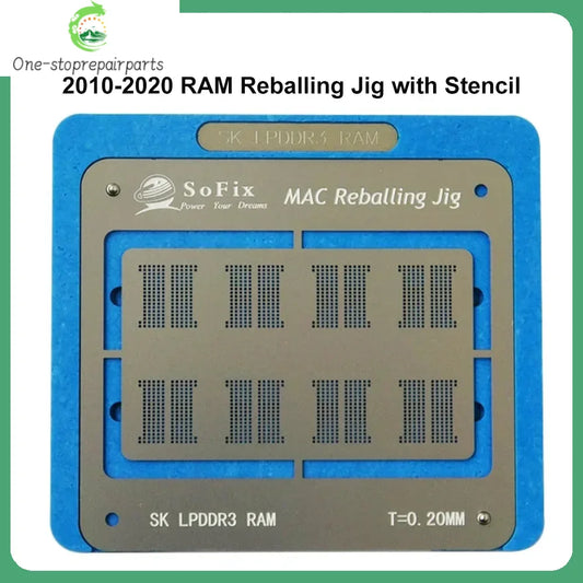 Sofix 2010-2020 RAM Reballing Jig with Stencil Memory BGA Reballing Kit 8 Chips into One Platform for Macbook Repair Professional Repair Tools