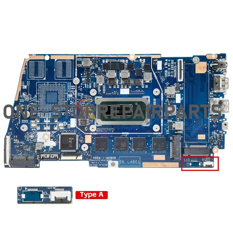 UX431FA UX431FN Motherboard For ASUS ZenBook-14 UX431FAC UX431F UX431FC Notebook Mainboard 4GB 8GB 16GB-RAM I3-I5-I7-8th 10th UMA PM ASUS laptop repair parts