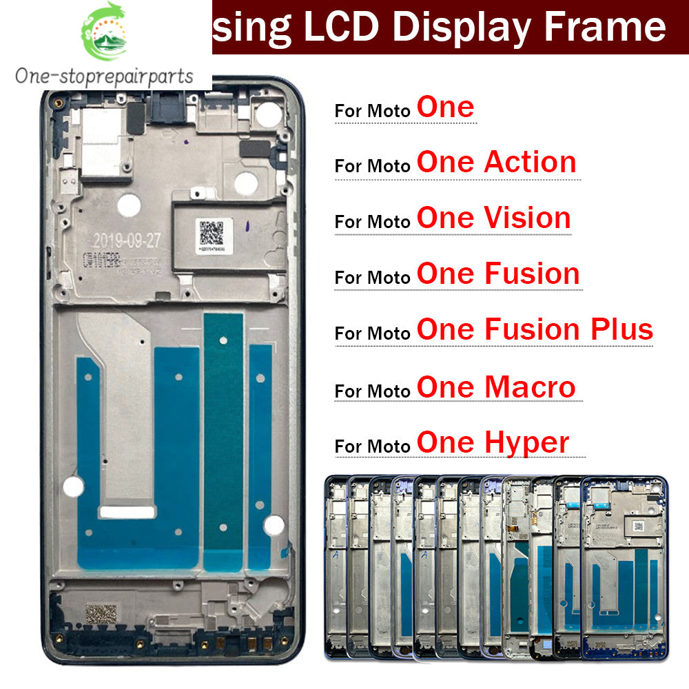 New For Motorola Moto One Action Visoin Fusion Plus Hyper Macro Front Housing LCD Display Bezel Middle Frame Motorola phone repair parts