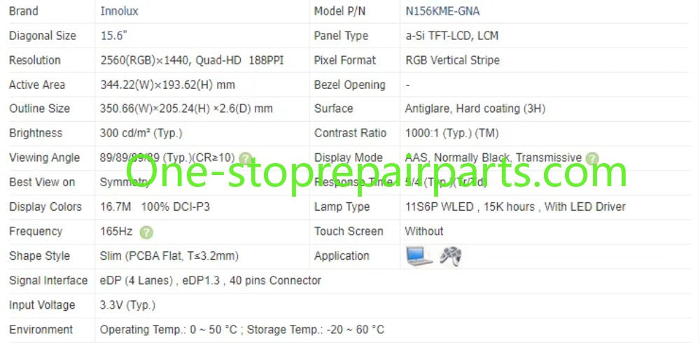 165Hz Laptop LCD Screen Panel N156KME-GNA Slim LED Matrix 40pins For Asus ROG Zephyrus G15 GA503Q Display QHD Dispaly ASUS laptop repair parts