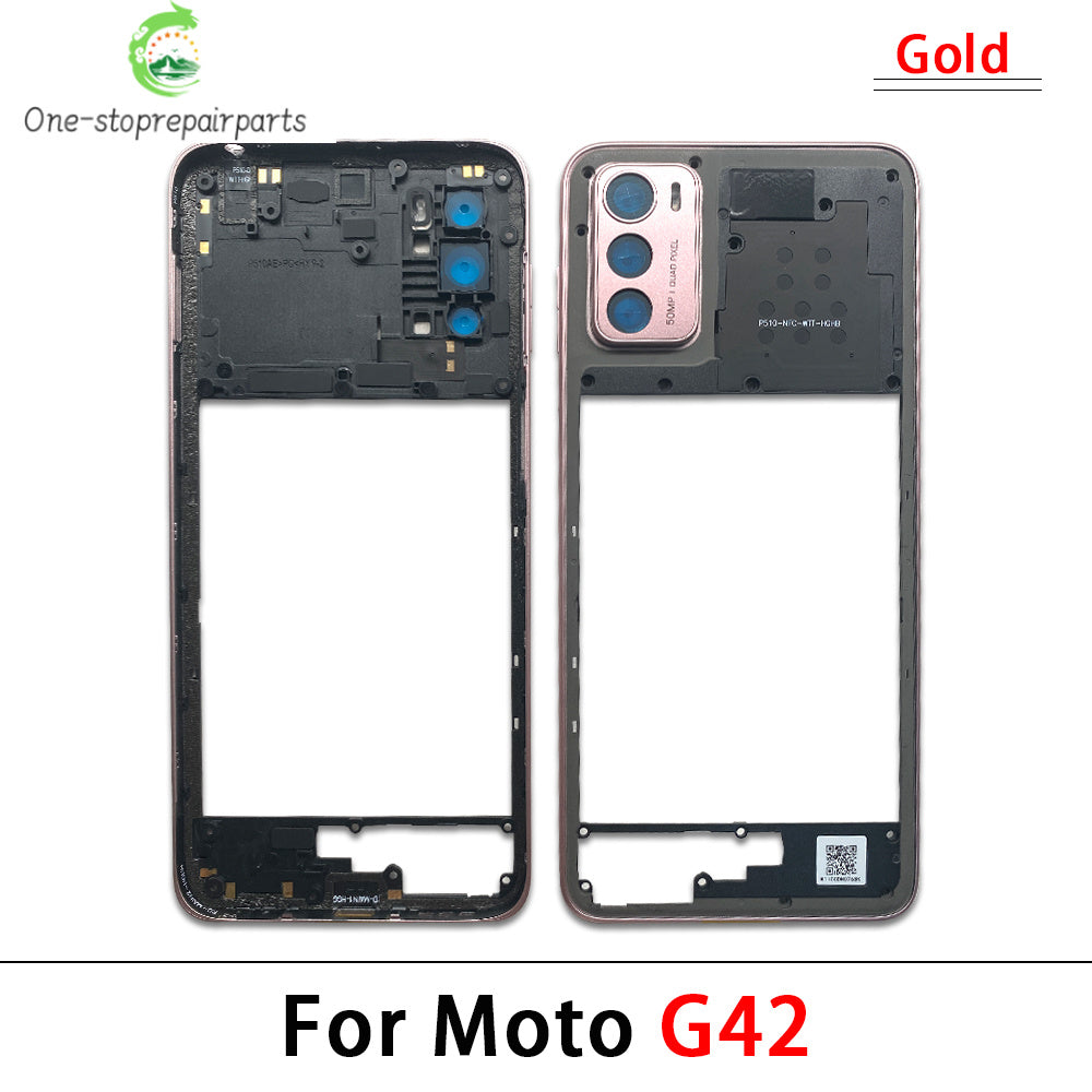 10Pcs， For Motorola For Moto G22 G42 G52 G82 G84 Middle Housing Cover Frame Bezel with Lens Glass Frame Parts Motorola phone repair parts