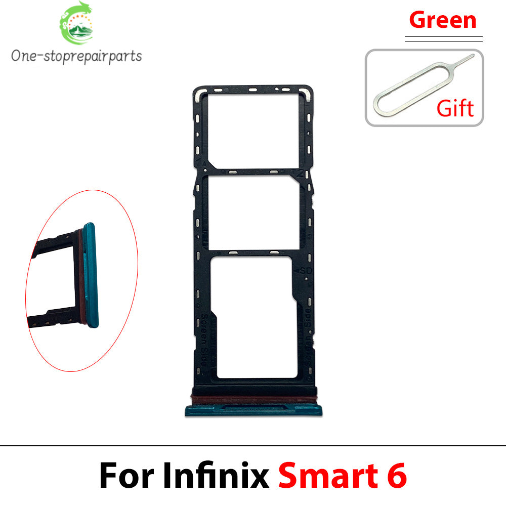 10Pcs, Sim Card slot tray Holder repair parts For Infinix Smart 6 7 HD Plus  infinix phone repair parts