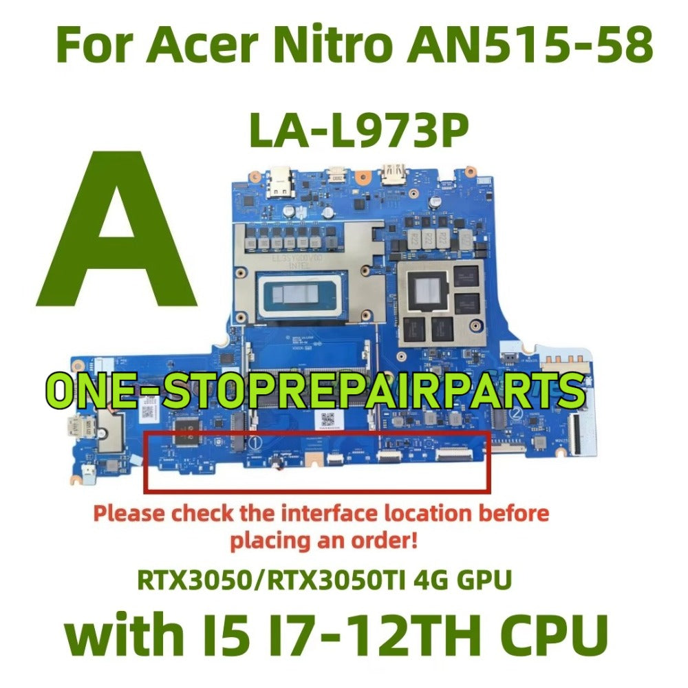 HH514 LA-L973P Mainboard for Acer Nitro AN515-58 laptop motherboard with I5-12TH i5-12500H  i7-12700H  CPU RTX3050/RTX3050TI 4G GPU NBQFH11005 100% Tested Full  Acer laptop repair parts
