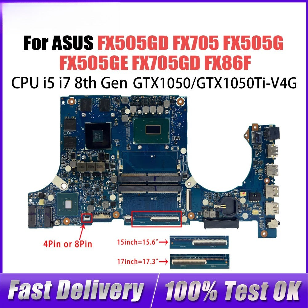 For ASUS FX705 FX505G FX505GE FX705GD FX86F FX505GM FX705GM TUF Gaming FX505 FX505GE FX505GM FX505GT FX505DY FX505GD Mainboard ASUS laptop repair parts